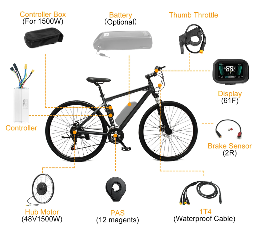 Dviračio elektrifikavimo komplektas 1500w 48v