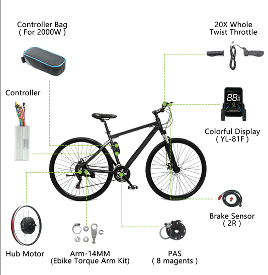 Dviračio elektrifikavimo komplektas 2000w 52v